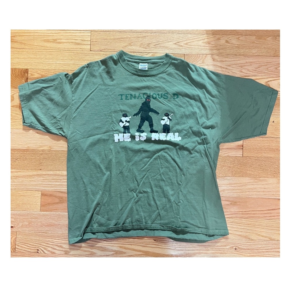 Tenacious D 2006 Tour Shirt Mens 2XL Green Bigfoot He Is Real Vintage Band Tee